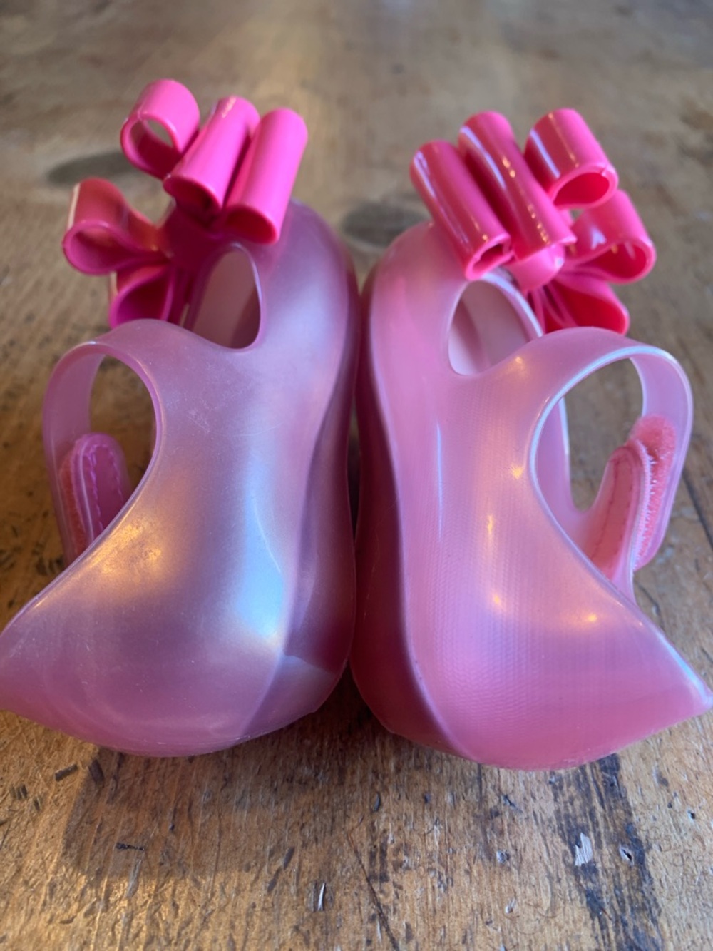 Mini Melissa Pink Jelly Mary Jane Shoes with Layered Bow - Picture 11 of 16